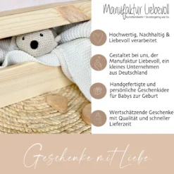 Erinnerungskiste aus Holz für Babys zur Geburt, Taufe, zum ersten Geburtstag | Personalisierte Holzkiste mit Motiv Maus