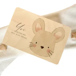 Erinnerungskiste aus Holz für Babys zur Geburt, Taufe, zum ersten Geburtstag | Personalisierte Holzkiste mit Motiv Maus