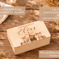 Erinnerungskiste Einschulung mit Namen | Schulkind 2026 | Personalisierte Holzbox