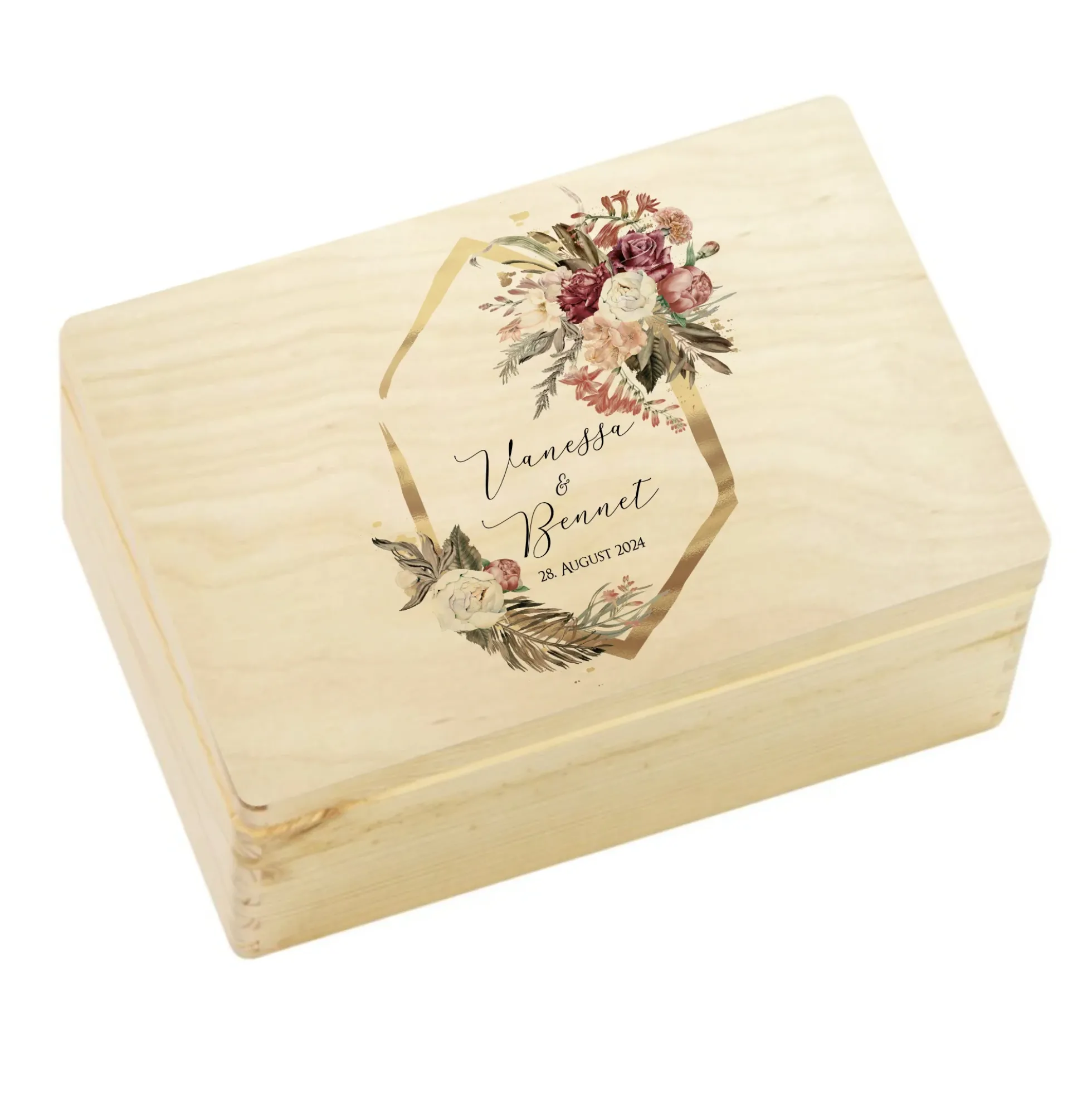 Erinnerungskiste Hochzeitsgeschenk zur Hochzeit, Holzbox als Geschenk für das Brautpaar personalisiert