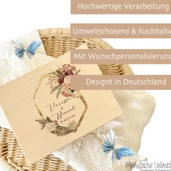 Erinnerungskiste Hochzeitsgeschenk zur Hochzeit, Holzbox als Geschenk für das Brautpaar personalisiert