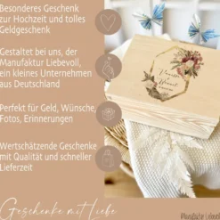 Erinnerungskiste Hochzeitsgeschenk zur Hochzeit, Holzbox als Geschenk für das Brautpaar personalisiert