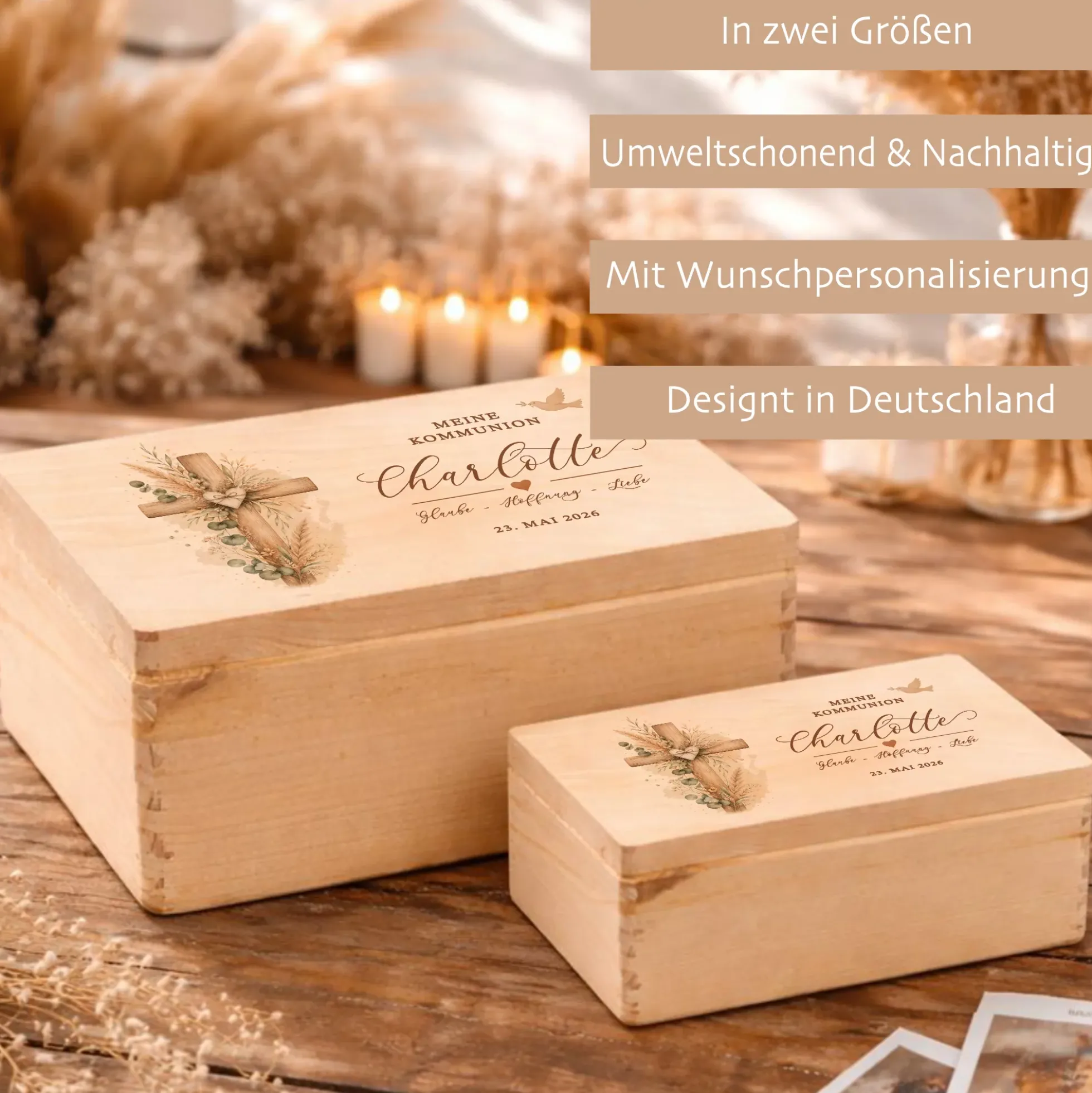 Erinnerungskiste Kommunion mit Namen & Datum | Personalisiertes Kommunionsgeschenk