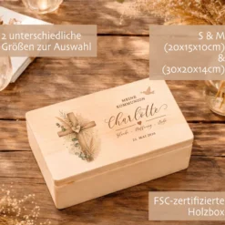 Erinnerungskiste Kommunion mit Namen & Datum | Personalisiertes Kommunionsgeschenk