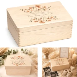 Erinnerungskiste Schwangerschaft | Erinnerungsbox Schwangerschaft | Holzbox Schwangerschaft Erinnerungen | Memory Box Babybauch | Geschenk für werdende Mama