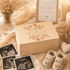 Erinnerungskiste Schwangerschaft | Erinnerungsbox Schwangerschaft | Holzbox Schwangerschaft Erinnerungen | Memory Box Babybauch | Geschenk für werdende Mama