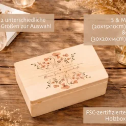 Erinnerungskiste Schwangerschaft | Erinnerungsbox Schwangerschaft | Holzbox Schwangerschaft Erinnerungen | Memory Box Babybauch | Geschenk für werdende Mama