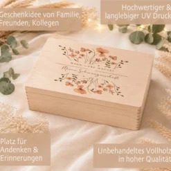 Erinnerungskiste Schwangerschaft | Erinnerungsbox Schwangerschaft | Holzbox Schwangerschaft Erinnerungen | Memory Box Babybauch | Geschenk für werdende Mama