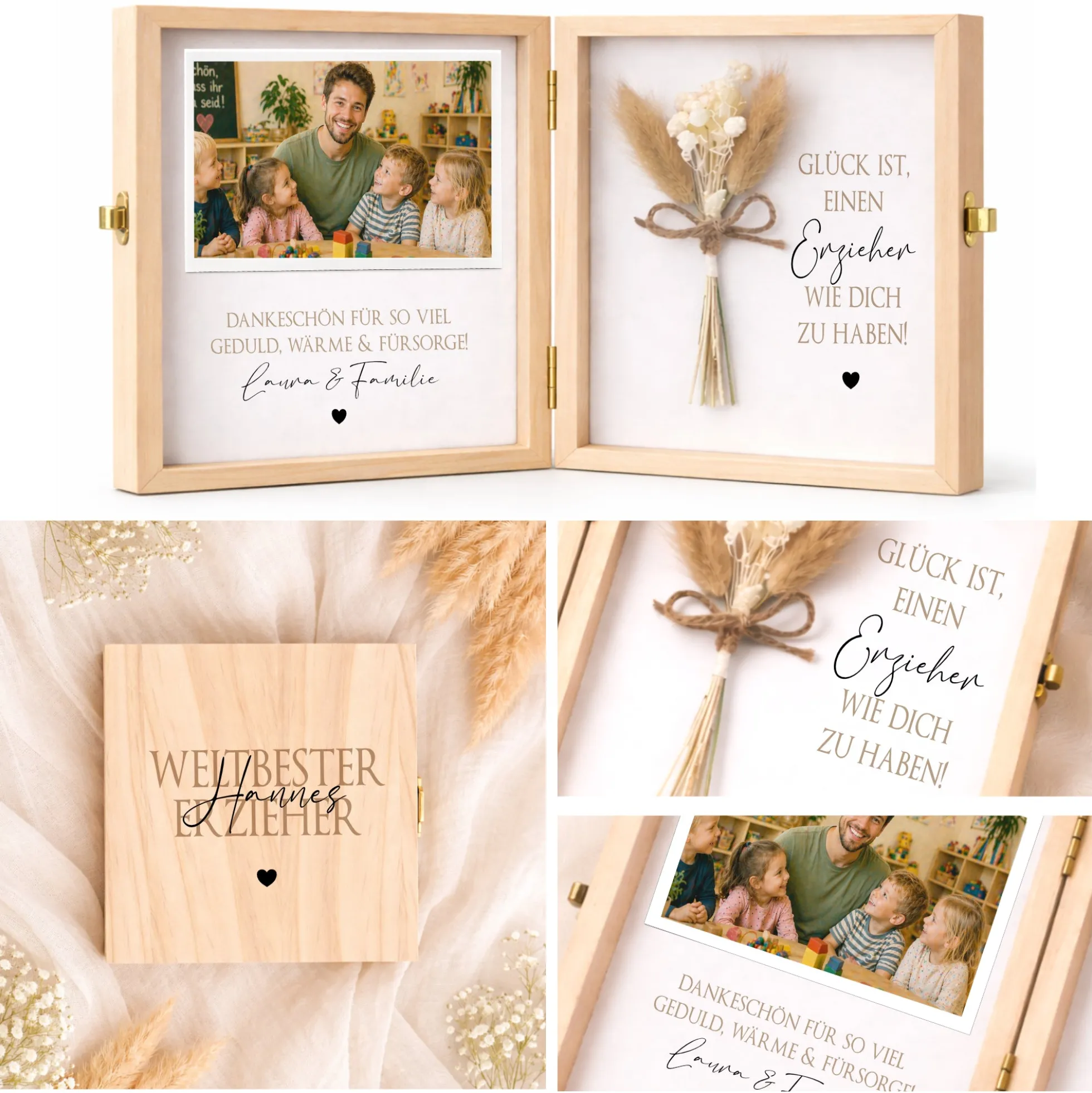 Erzieherin Geschenk personalisiert | Abschiedsgeschenk Kita Kindergarten | Danke Geschenk Erzieherin Holzbox Dankeschön mit Namen des Kind