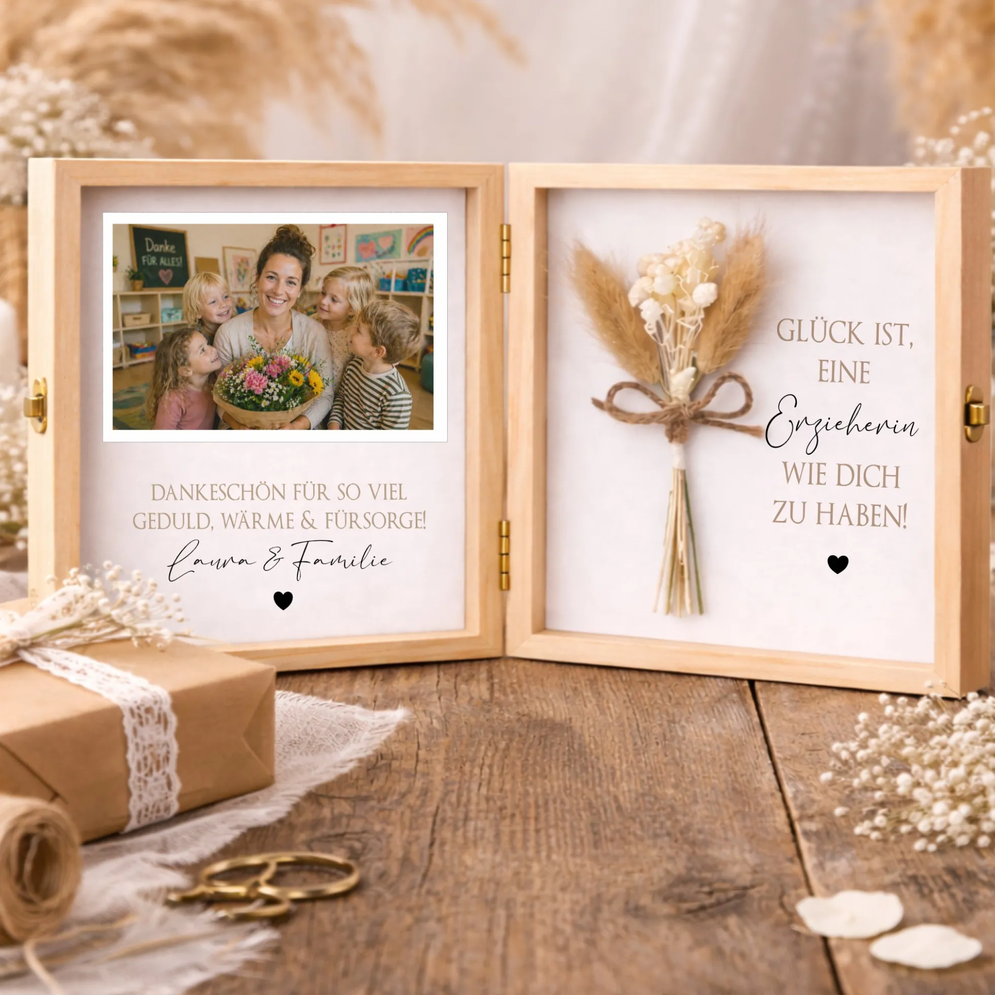 Erzieherin Geschenk personalisiert | Abschiedsgeschenk Kita Kindergarten | Danke Geschenk Erzieherin Holzbox Dankeschön mit Namen des Kind