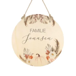 Familienschild "Pumpkin" mit dem Namen der Familie | Holzschild als Deko für den Herbst