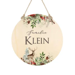 Familienschild "Weihnachten" mit dem Namen der Familie | Holzschild als Deko für die Weihnachtszeit