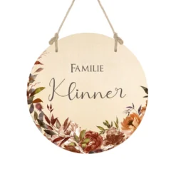 Familienschild "Wildblumen" mit dem Namen der Familie | Besondere Wohndeko u. liebevolles Geschenk für Familien "Autumn" | 3 Motivvarianten zur Auswahl
