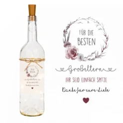 Flaschenlicht für die besten Großeltern | Leuchtflasche mit Lichterkette und tollem Spruch für Oma u. Opa