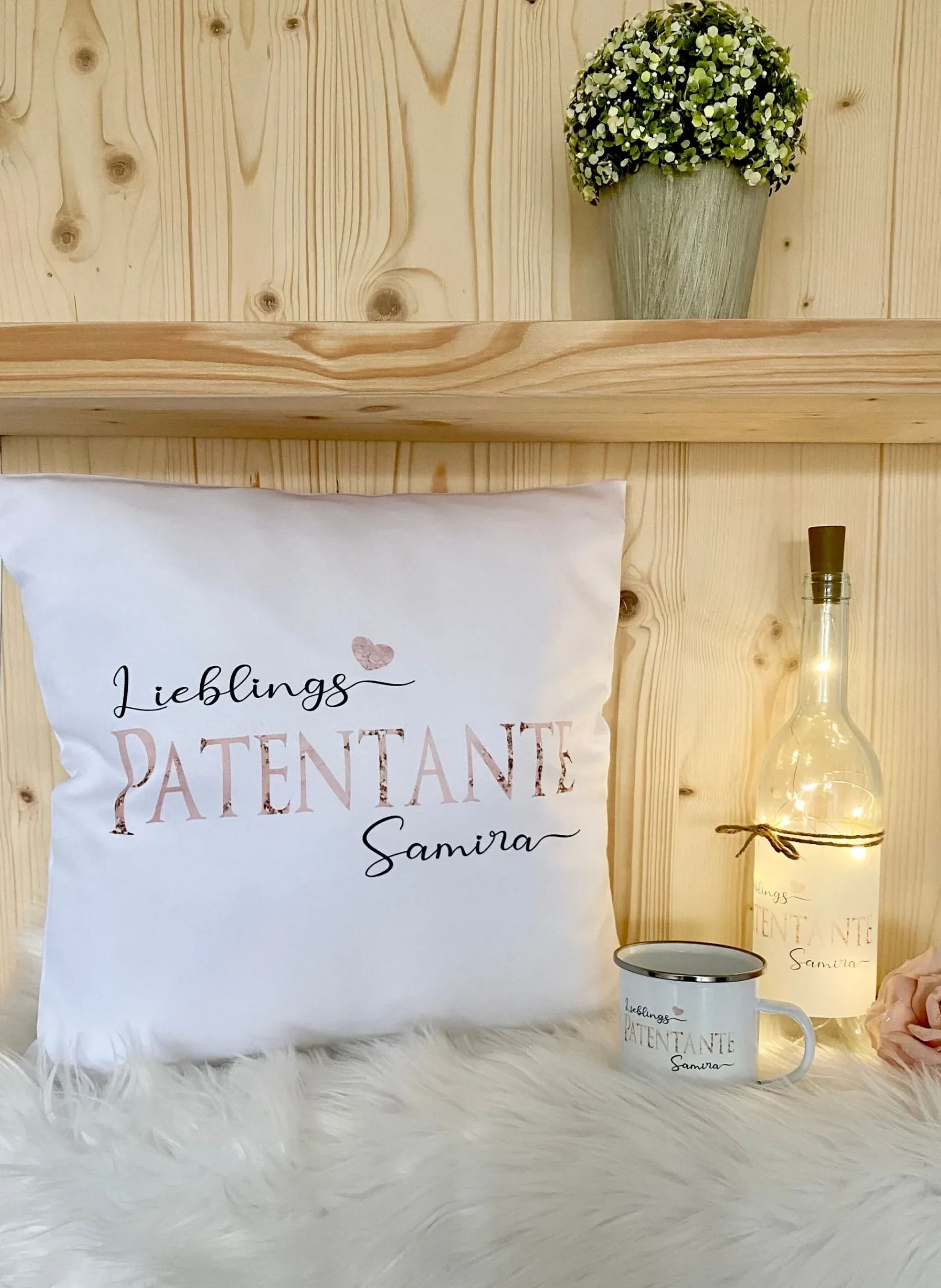 Flaschenlicht für die Patentante | Personalisiertes Geschenk mit Namen | 3 Produktvarianten zur Auswahl