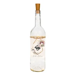 Flaschenlicht "Frohe Ostern" | Leuchtflasche mit floralem Hasenmotiv als Dekoration u. Ostergeschenk | Ideales Geldgeschenk
