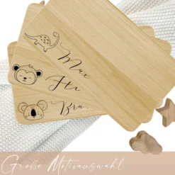 Frühstücksbrett aus Holz mit Tiermotiven und Wunschnamen graviert | Große Motivauswahl