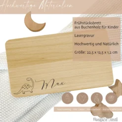 Frühstücksbrett aus Holz mit Tiermotiven und Wunschnamen graviert | Große Motivauswahl