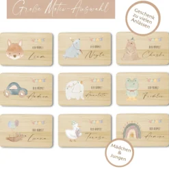 Frühstücksbrett personalisiertes Babygeschenk Geburt Taufe Baby Taufgeschenk Schneidebrett mit Namen| Große Motivauswahl