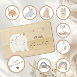 Frühstücksbrett personalisiertes Babygeschenk Geburt Taufe Baby Taufgeschenk Schneidebrett mit Namen| Große Motivauswahl