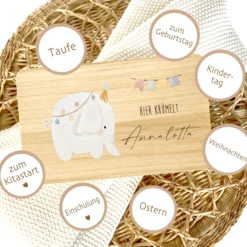 Frühstücksbrett personalisiertes Babygeschenk Geburt Taufe Baby Taufgeschenk Schneidebrett mit Namen| Große Motivauswahl