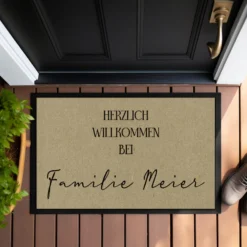 Fußmatte Herzlich Willkommen Personalisierte Fußmatte mit Namen Türmatte Schmutzfangmatte Geschenk Zuhause Familie