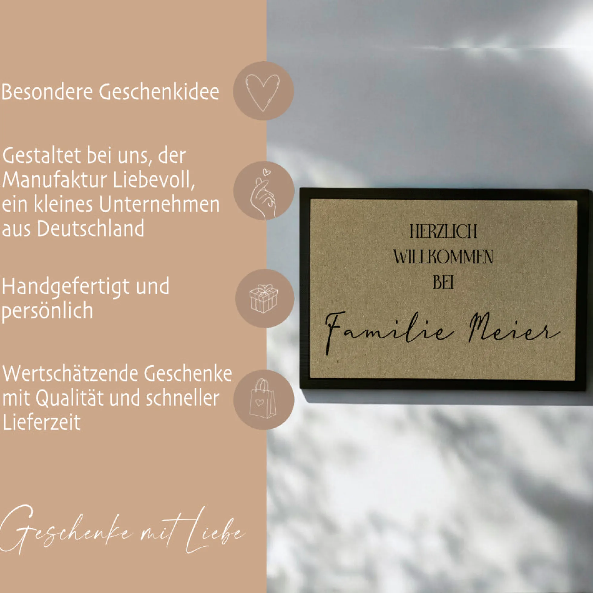 Fußmatte Herzlich Willkommen Personalisierte Fußmatte mit Namen Türmatte Schmutzfangmatte Geschenk Zuhause Familie