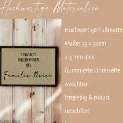 Fußmatte Herzlich Willkommen Personalisierte Fußmatte mit Namen Türmatte Schmutzfangmatte Geschenk Zuhause Familie