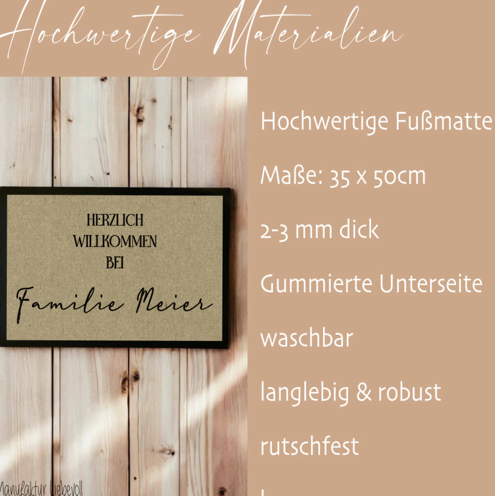 Fußmatte Herzlich Willkommen Personalisierte Fußmatte mit Namen Türmatte Schmutzfangmatte Geschenk Zuhause Familie