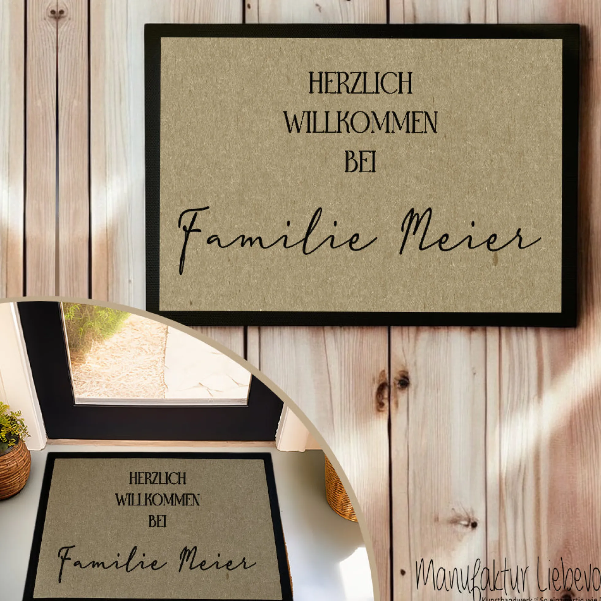 Fußmatte Herzlich Willkommen Personalisierte Fußmatte mit Namen Türmatte Schmutzfangmatte Geschenk Zuhause Familie
