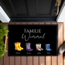 Fußmatte Personalisiert Gummistiefel Fussmatte Familie Türmatte Personalisiert Geschenk Schmutzfangmatte Fußmatte