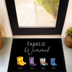 Fußmatte Personalisiert Gummistiefel Fussmatte Familie Türmatte Personalisiert Geschenk Schmutzfangmatte Fußmatte