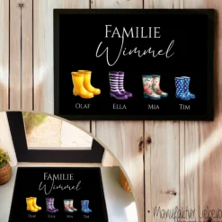 Fußmatte Personalisiert Gummistiefel Fussmatte Familie Türmatte Personalisiert Geschenk Schmutzfangmatte Fußmatte