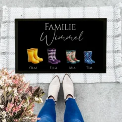 Fußmatte Personalisiert Gummistiefel Fussmatte Familie Türmatte Personalisiert Geschenk Schmutzfangmatte Fußmatte