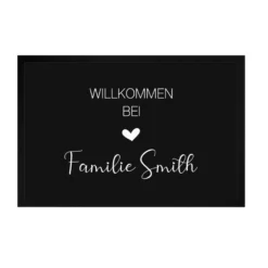 Fußmatte personalisiert mit dem Namen der Familie | Optional als Set mit Türschild erhältlich