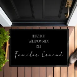 Fußmatte Personalisiert Namen Fussmatte Schmutzfangmatte Fußmatte Name Schwarz Weiß Teppich Geschenk Hochzeit Familie