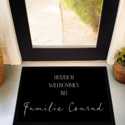 Fußmatte Personalisiert Namen Fussmatte Schmutzfangmatte Fußmatte Name Schwarz Weiß Teppich Geschenk Hochzeit Familie