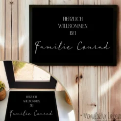 Fußmatte Personalisiert Namen Fussmatte Schmutzfangmatte Fußmatte Name Schwarz Weiß Teppich Geschenk Hochzeit Familie