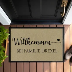 Fußmatte Willkommen Personalisierte Fußmatte mit Familiennamen Türmatte Schmutzfangmatte Geschenk Zuhause Familie