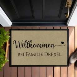 Fußmatte Willkommen Personalisierte Fußmatte mit Familiennamen Türmatte Schmutzfangmatte Geschenk Zuhause Familie