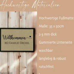Fußmatte Willkommen Personalisierte Fußmatte mit Familiennamen Türmatte Schmutzfangmatte Geschenk Zuhause Familie