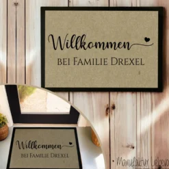 Fußmatte Willkommen Personalisierte Fußmatte mit Familiennamen Türmatte Schmutzfangmatte Geschenk Zuhause Familie