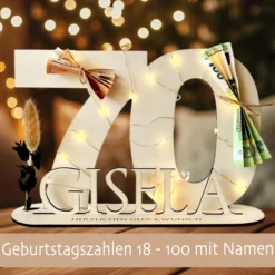 Geburtstag Geschenk Frauen & Männer 18 20 30 40 50 60 70 80 90 Geldgeschenke Gästebuch Holz Geburtstag LED Deko Personalisierte Geburtstagsgeschenke