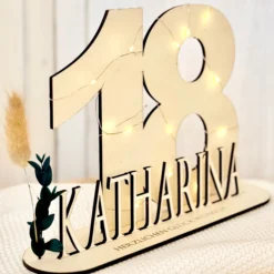Geburtstag Geschenk Frauen & Männer 18 20 30 40 50 60 70 80 90 Geldgeschenke Gästebuch Holz Geburtstag LED Deko Personalisierte Geburtstagsgeschenke