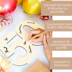 Geburtstag Geschenk Frauen & Männer 18 20 30 40 50 60 70 80 90 Geldgeschenke Gästebuch Holz Geburtstag LED Deko Personalisierte Geburtstagsgeschenke