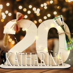 Geburtstag Geschenk Frauen & Männer 18 20 30 40 50 60 70 80 90 Geldgeschenke Gästebuch Holz Geburtstag LED Deko Personalisierte Geburtstagsgeschenke