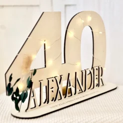 Geburtstag Geschenk Frauen & Männer 18 20 30 40 50 60 70 80 90 Geldgeschenke Gästebuch Holz Geburtstag LED Deko Personalisierte Geburtstagsgeschenke