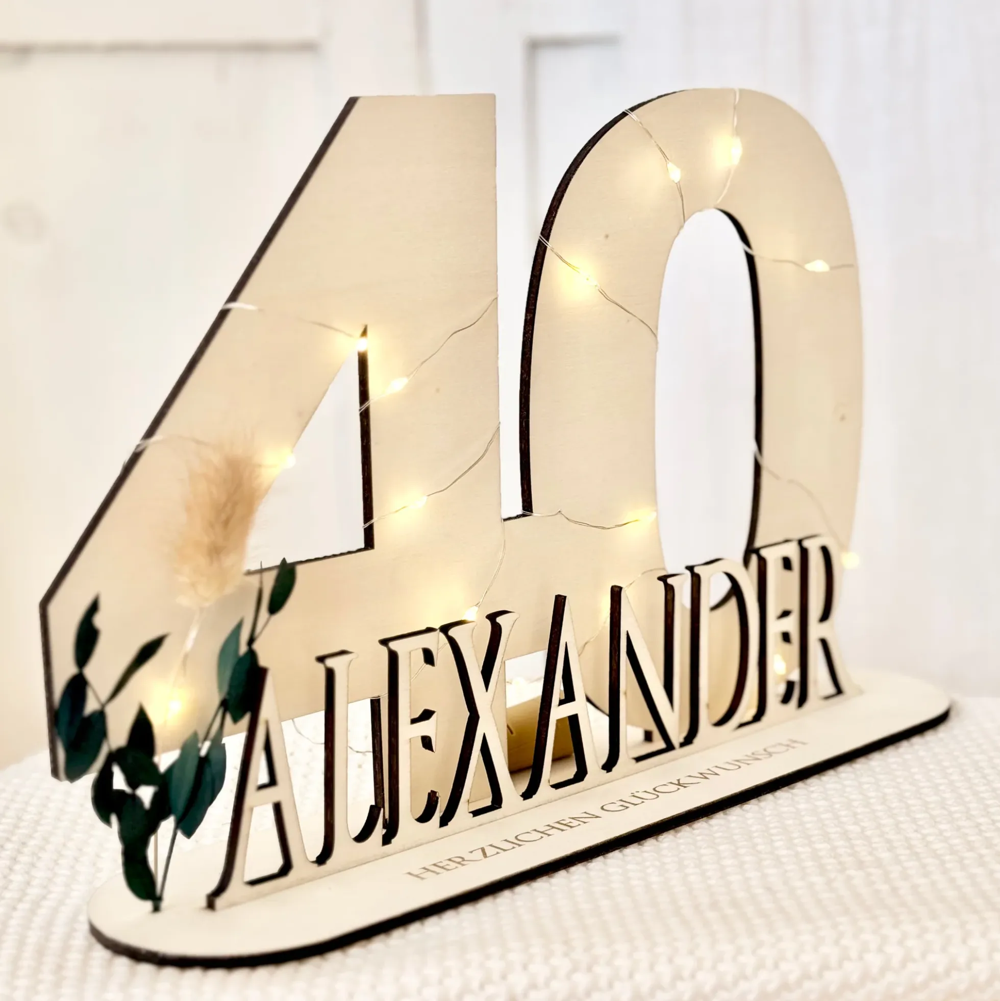 Geburtstag Geschenk Frauen & Männer 18 20 30 40 50 60 70 80 90 Geldgeschenke Gästebuch Holz Geburtstag LED Deko Personalisierte Geburtstagsgeschenke