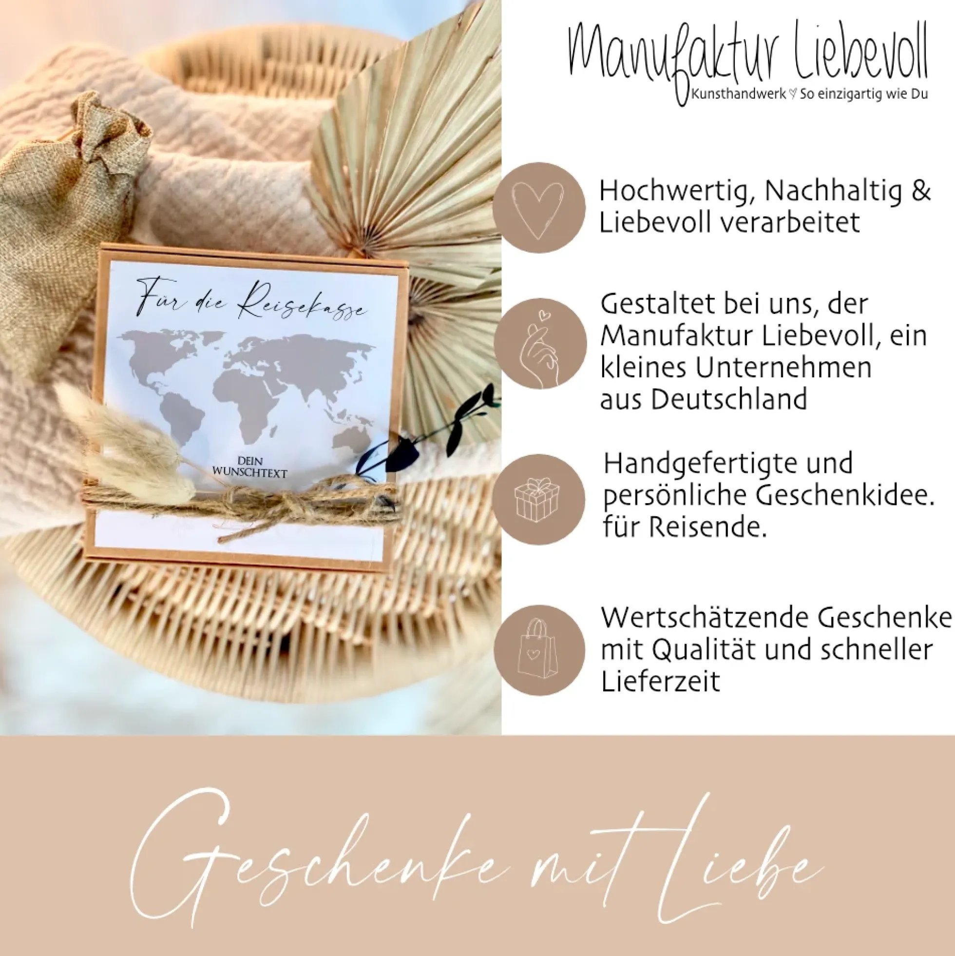 Geldgeschenk "Für die Reisekasse", Personalisiert mit Wunschtext