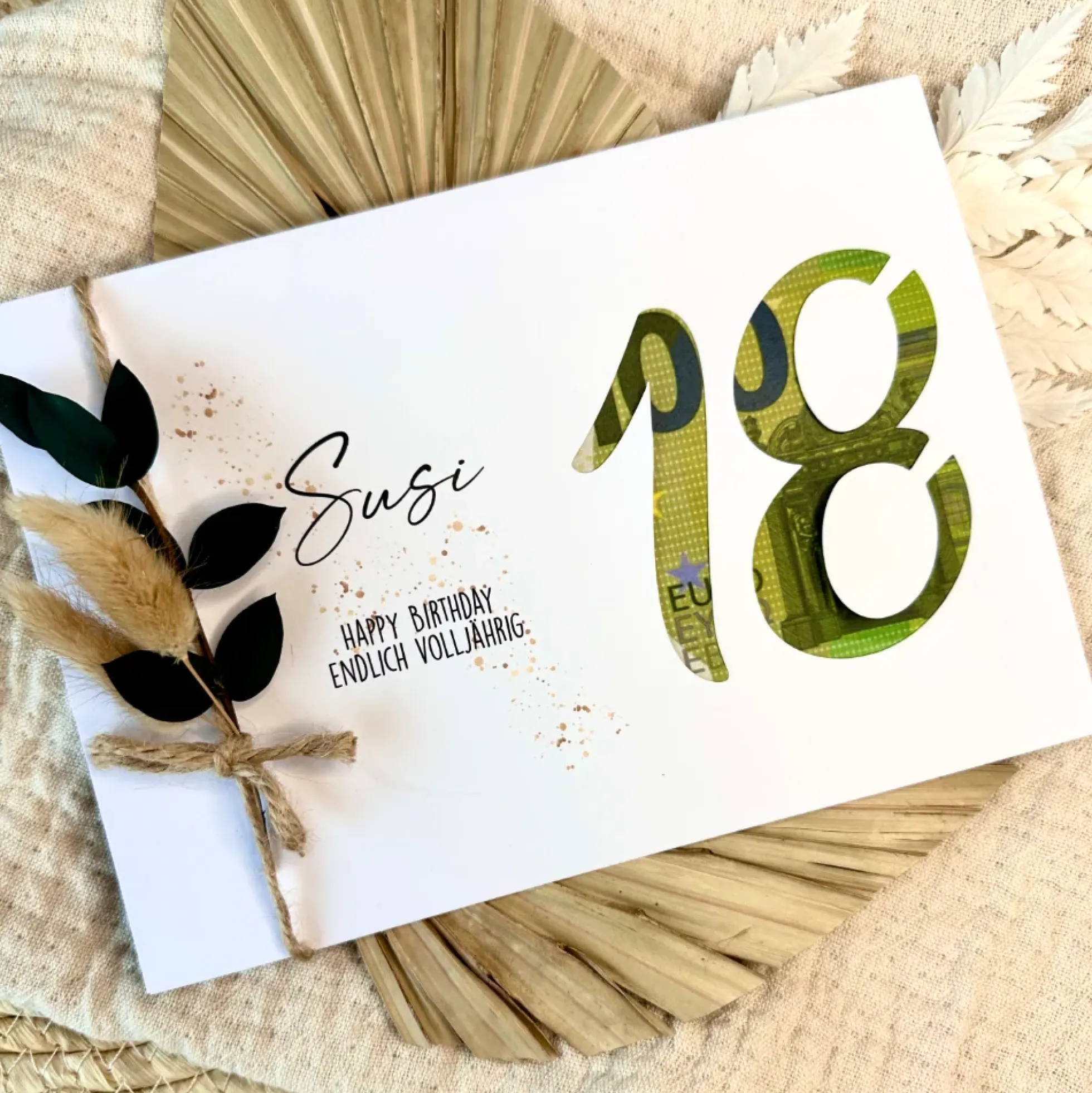 Geldgeschenk Karte zum 18. Geburtstag I persönliche Glückwunschkarte I Personalisiertes Geburtstagsgeschenk I Geld verschenken